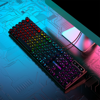 EWEADN GX330 Gaming Keyboard Wired, LED Backlit, Office silent keyboard full size, Ergonomic, Gaming, office, Windows/Laptop/PC