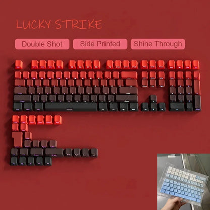 New Keycaps for 60/64/84/98/108 Gaming Mechanical Keyboard MX Switch 135 Keys OEM PBT Side Engraved Red and Black Gradient Color
