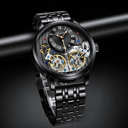 AILANG Top Brand Luxury Watch Men Automatic Luminous Black Clock Men Double Tourbillon Waterproof Mechanical Watch Relogio