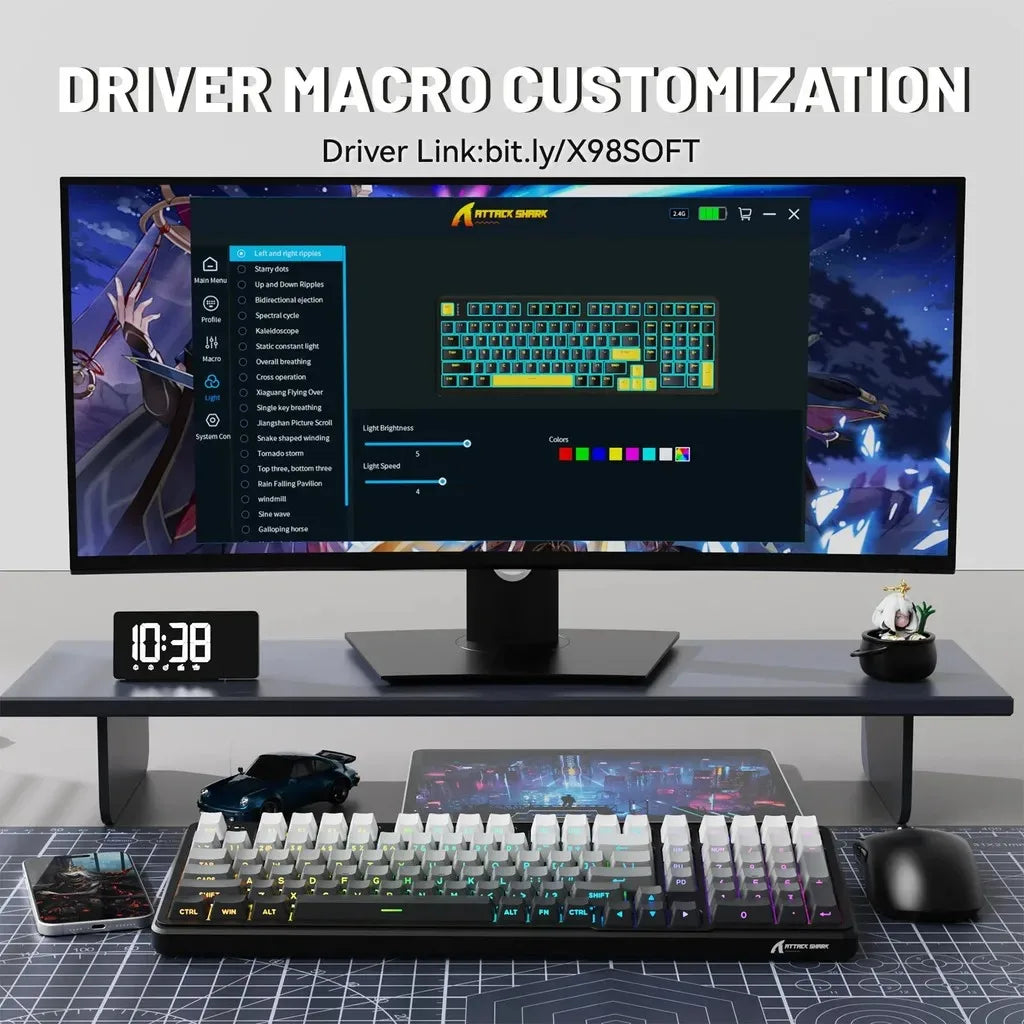 X98 Attack Shark Gaming Keyboard Wireless with Numeric Keypad,102Keys Hot-Swap RGB PBT Keycaps,4000mAh Battery,Support PC/Laptop