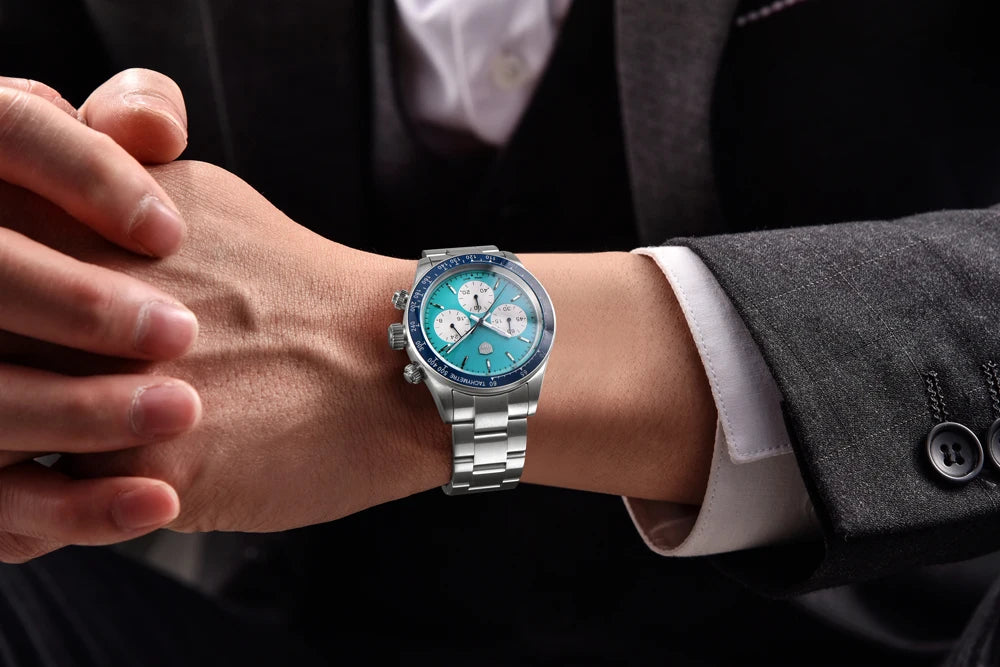 Montres pour hommes Rolls Timi Panda – Chronographe à quartz, modèle de luxe, verre saphir avec traitement antireflet, étanche, style sportif