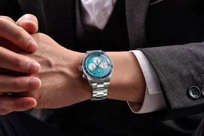 Montres pour hommes Rolls Timi Panda – Chronographe à quartz, modèle de luxe, verre saphir avec traitement antireflet, étanche, style sportif