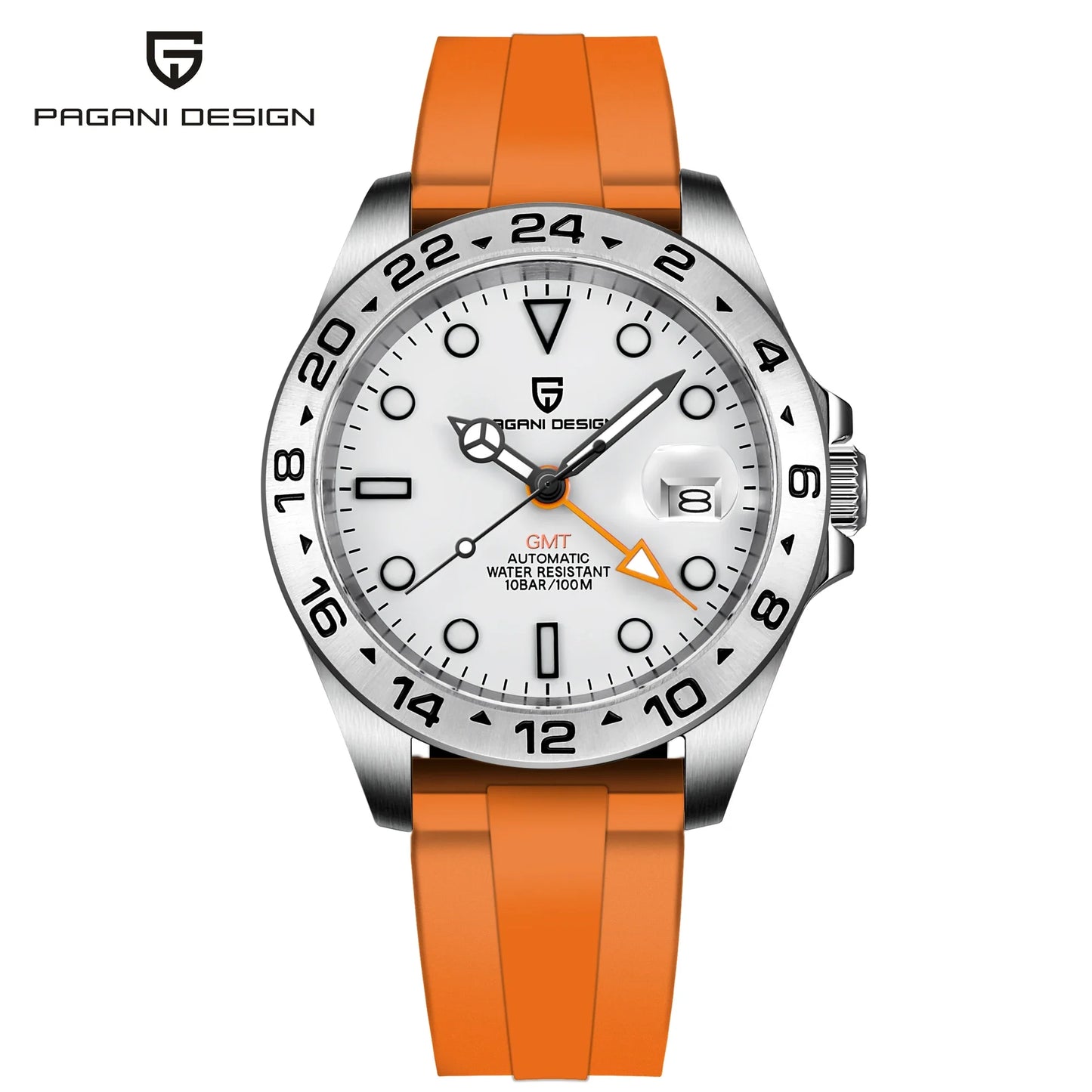 PAGANI DESIGN GMT Watch Automatic Mechanical Watch Stainless Steel Luxury Sapphire 100m Waterproof Clock Reloj Hombre PD1682