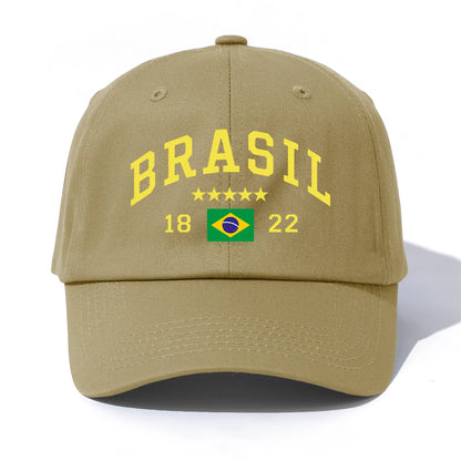 1pc BRASIL Print Baseball Cap for Adults,Minimalist Retro Style Casual Soft Adjustable Dad Hat,Perfect As Gift