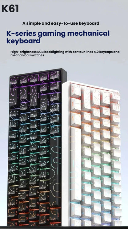 K61 kabelgebundene tragbare mechanische Tastatur, Phantom RGB farbenfroh, Reaktionsgeschwindigkeit auf Gaming-Niveau, ergonomisches Design, für Gaming und Büro geeignet