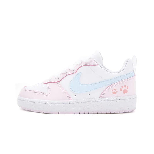 Custom Sneakers Nike Court Borough Sweet Cat Paw  Fresh Girly Style  Cute & Playful  Low-Top Women's Skateboarding Sneakers