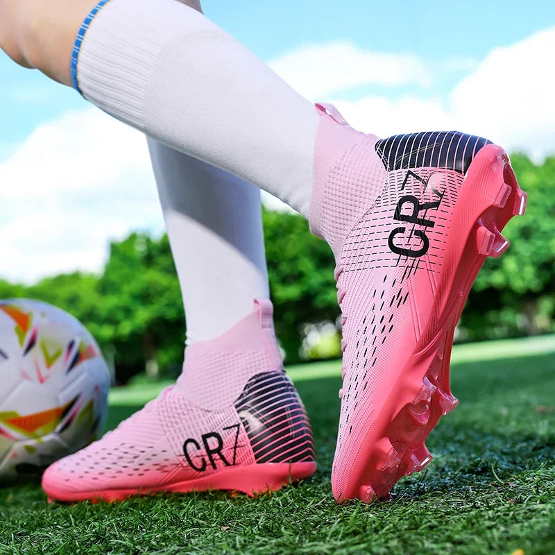 Chaussures de football professionnelles pour hommes/femmes, antidérapantes, à crampons FG, respirantes, chaussures d'entraînement à tige haute
