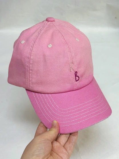 Casual Monogram Cotton Baseball Cap for Men and Women Hand-Dyed Soft Fabric Dad Hat with Hand-Embroidered Letters