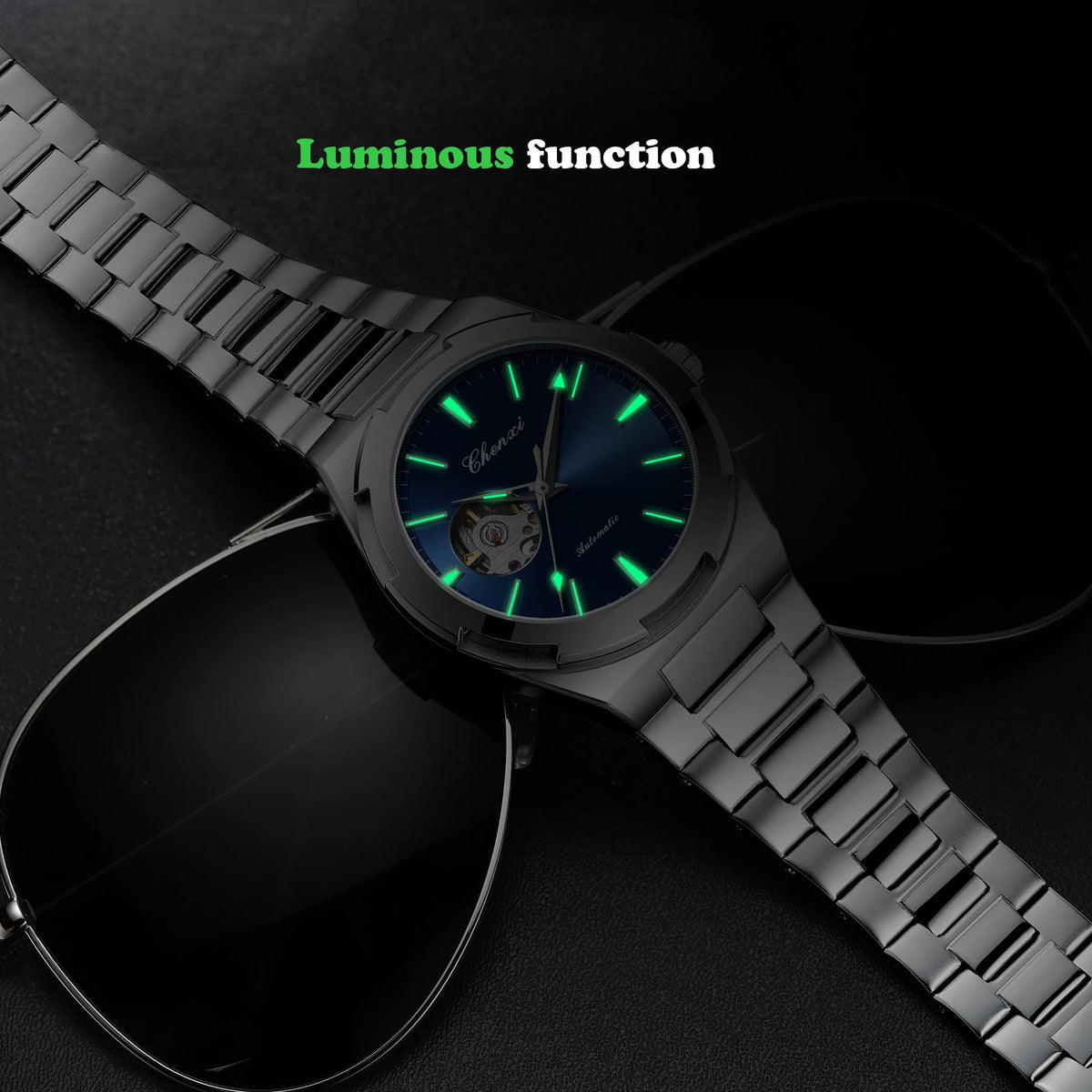 Men's Fully Automatic Mechanical New Trend Steel Strip Business Hollow Waterproof Male Fashion Wristwatches High End Gifts