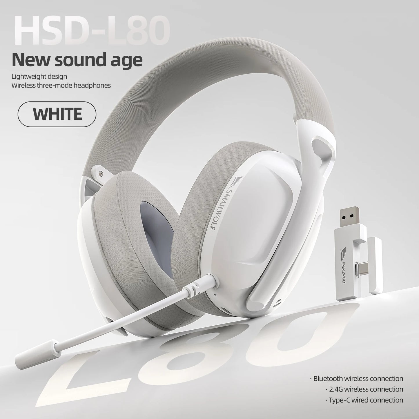 SMAILWOLF L80 Bluetooth wireless 2.4g three-mode gaming headset laptop home thin and light sports headset with microphone