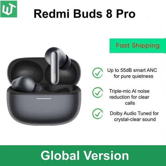 New Xiaomi Redmi Buds 8 Pro Global Version TWS Earphone Buletooth 5.4 AI Clear Call 3 MIC 55dB Active Noise Cancellation Earbuds