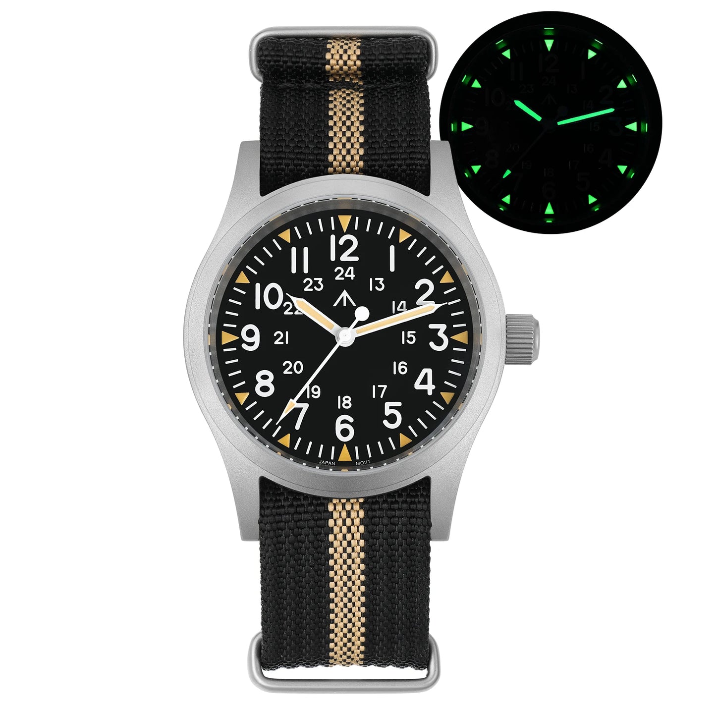 Militado ML05 Vintage Watch VH31 Sweep Second Movement Domed Sapphire Crystal With High Clear AR Coating Luminous 38mm Watches