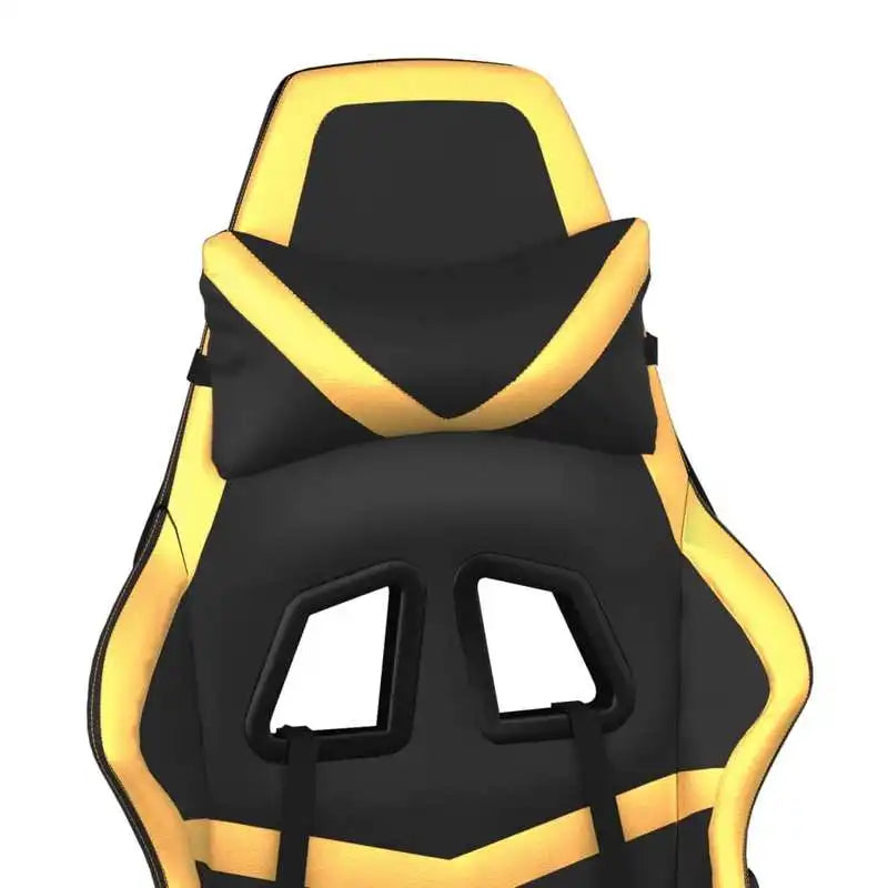 Gaming Chair with Footrest Black and Gold 67X64X116-127 cm in Imitation Leather, Reclining 360 Swivel Chair ° Can Carry 110 kg