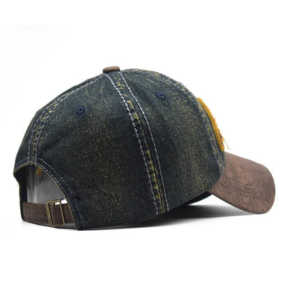 CNTANG Letnia dżinsowa czapka z daszkiem dla mężczyzn, modna, z haftowaną literą, bawełniana, typu snapback, męska, outdoorowa, codzienna, w stylu hip-hopowym, z regulacją