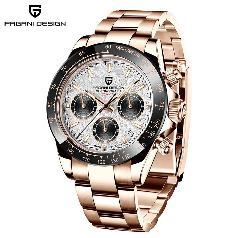 Montre-bracelet pour homme PAGANI DESIGN – Chronographe de luxe, mouvement à quartz MIYOTA VK63, verre saphir, étanche, style sportif