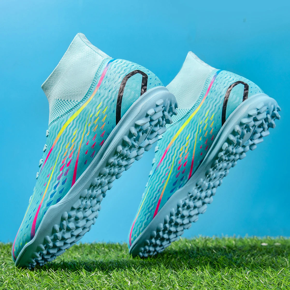 Chaussures de football TF professionnelles pour hommes, femmes et enfants, en PU + tissu respirant, semelle en caoutchouc résistante à l'usure