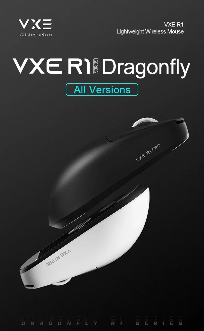 VXE Dragonfly R1 Pro MAX 2.4G WirelessGaming Mouse PAW3395 26000DPI 3-mode Connection with Low Latency Wired Gaming Mouse