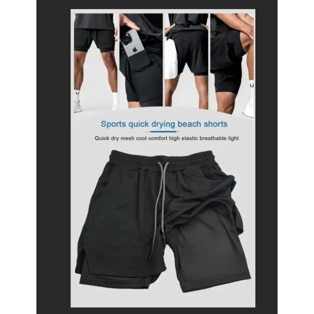 Dragon Ball Wukong Printed Double Layer Shorts Elastic Men's and Women's Spring and Summer Breathable Sports Shorts