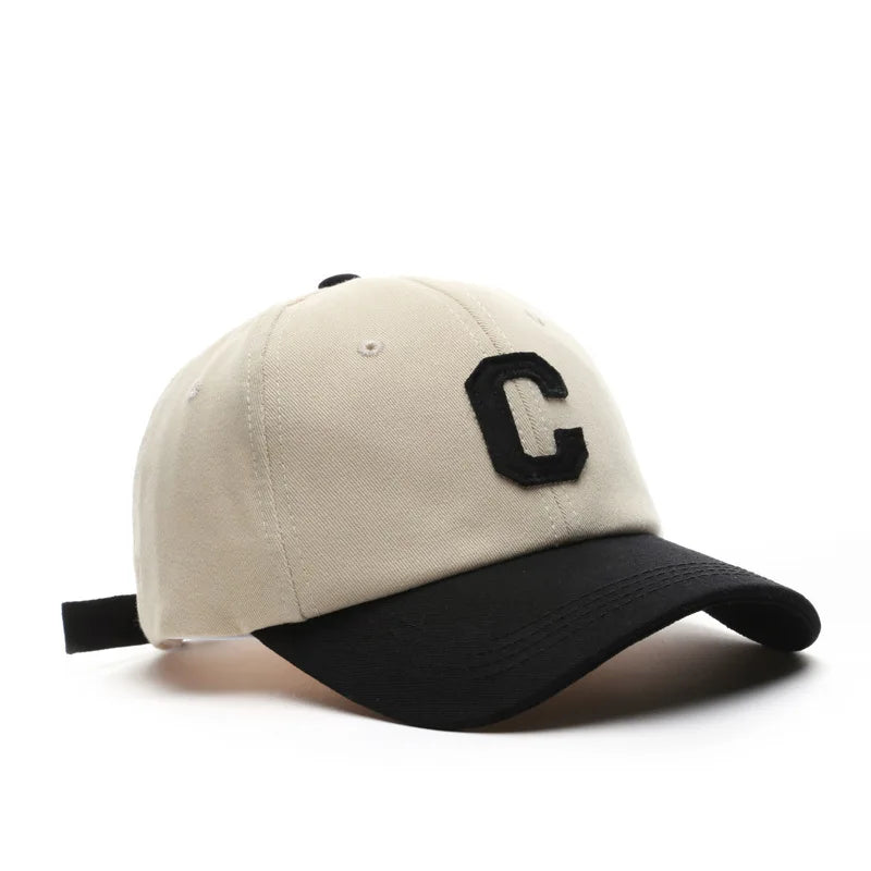 Vintage C Letter Embroidered Baseball Cap | Two-Tone Design, Adjustable Strap, Unisex for Men & Women