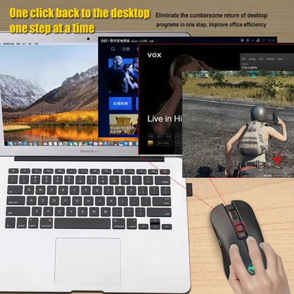 Rechargeable USB Wireless Mouse Right Hand Type-c Mouse for Laptop Computer Slient Click Backlit Gaming Mouse 3600cpi