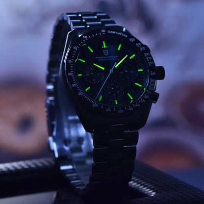 Reloj PAGANI DESIGN Moon: cronógrafo de cuarzo de lujo para hombre, estilo deportivo, cristal de zafiro con tratamiento antirreflectante, esfera luminiscente