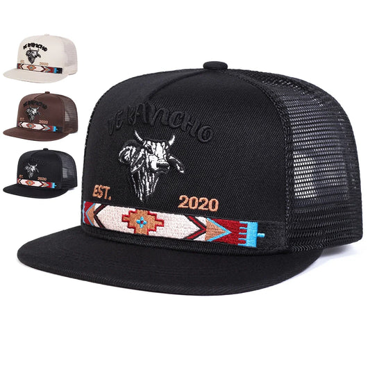 Unisex Bullhead Letter Embroidery Hip-hop Net Hat Spring And Summer Outdoor Adjustable Sports Casual Baseball Caps Sunscreen Hat