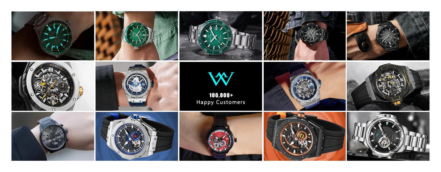 WM Watch Automatic Mechanical Dive Watch Man MIYOTA 8215 Waterproof Stainless Steel Sapphire Welly Merck Diving Watches WM046