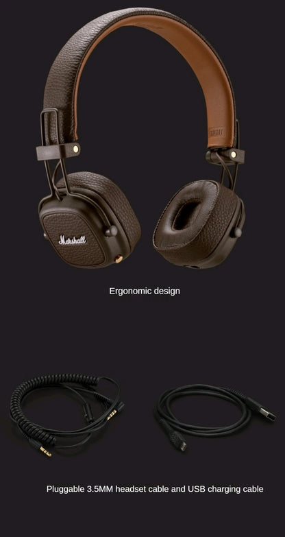 Marshall MAJOR III Bluetooth Wireless Headphones Earphones Deep Bass Foldable Sport Gaming Rock Headset Reduction Microphone