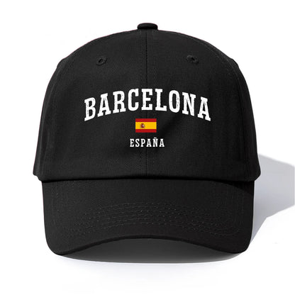 1pc BARCELONA Print Baseball Cap for Adults,Minimalist Retro Style Casual Soft Adjustable Dad Hat,Perfect As Gift