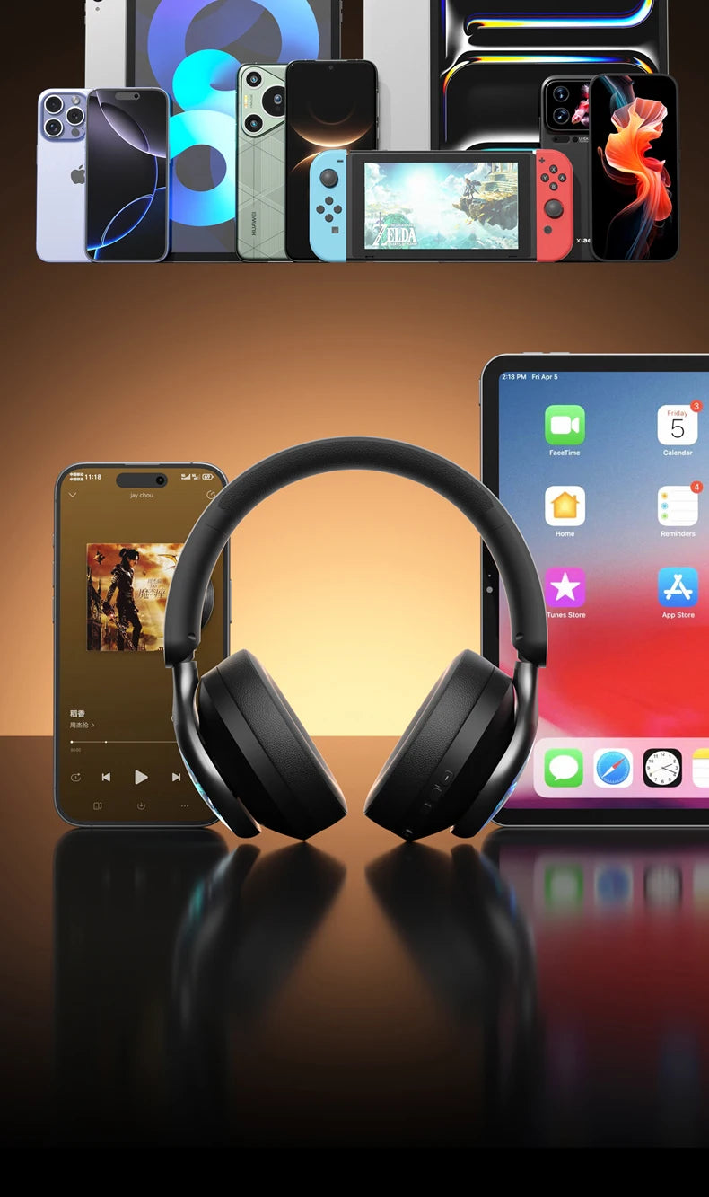 Acer OHR712 Wireless Bluetooth 6.0 Headphones Foldable Over-Ear Headsets with 360° Spatial Sound Effect for Travel Home Office