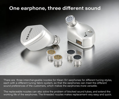 Angelears Kefine Klean SV 10mm DLC Diaphragm Dynamic Driver IEMs Hi-Fi In-ear Earphone with Nozzles and SPC Cable