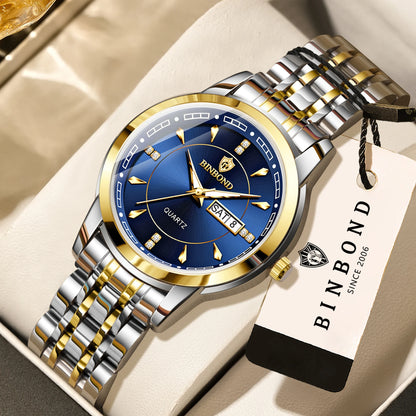 Relojes de cuarzo de lujo originales BINBOND para mujer – Modelo resistente al agua y luminiscente – Idea de regalo (estuche incluido)
