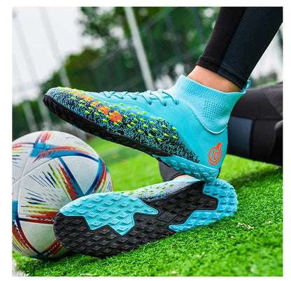 1 paire de chaussures de football pour hommes, résistantes à l'usure, antidérapantes, avec crampons longs et courts, idéales pour les matchs sur gazon extérieur, pour étudiants et adultes