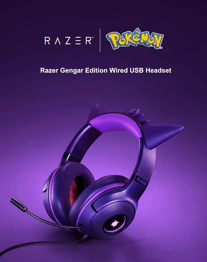 Razer Pokemon Gengar Edition RGB Kraken Kitty V2 Wired USB Gaming Headset - TriForce 40mm Drivers - HyperClear Cardioid Mic