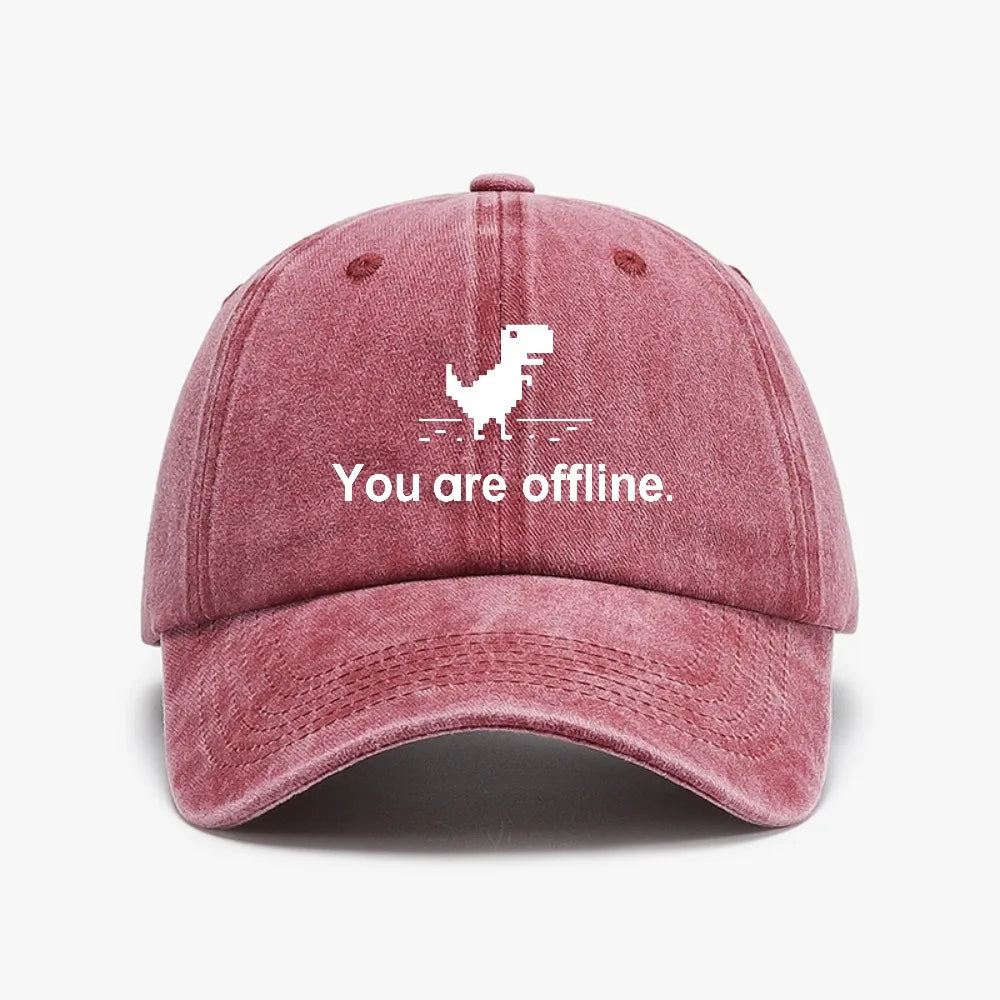 You Are Offline Funny Low Resolution Pixel Dinosaur Baseball Caps Peaked Cap Computer Cpu Core Sun Shade Hat Men Washed hats