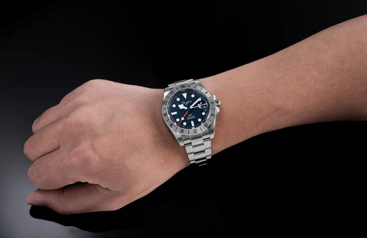 SEESTERN GMT Retro Watch for Men NH34 Automatic Movement Mechanical Wristwatches Sapphire Crystal Fine-tuning Pull Button S436