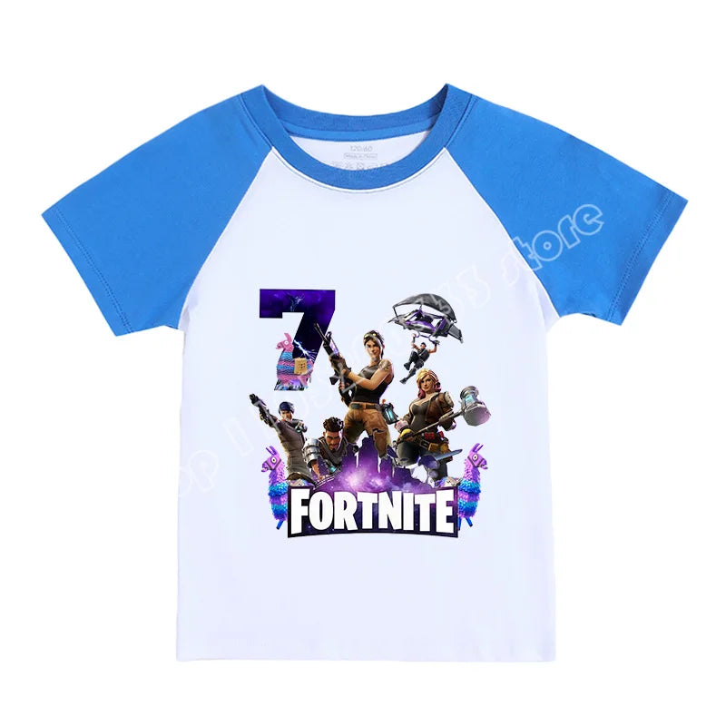 Παιδικό T-Shirt Fortnite με Αριθμούς 0-9, Σχέδιο Cartoon Παιχνιδιού, από Αγνό Βαμβάκι, Κοντομάνικο Casual Αθλητικό Τοπ για Αγόρια και Κορίτσια, Ιδανικό για Δώρο