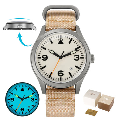 BERNY Aviation Top Titanium Mechanical Men Watch Sapphire AR Coating Supper Luminous 10Bar Sport Watch Titanium Aviation Watches