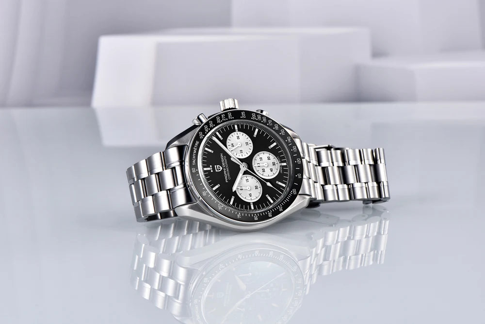 Reloj PAGANI DESIGN Moon: cronógrafo de cuarzo de lujo para hombre, estilo deportivo, cristal de zafiro con tratamiento antirreflectante, esfera luminiscente