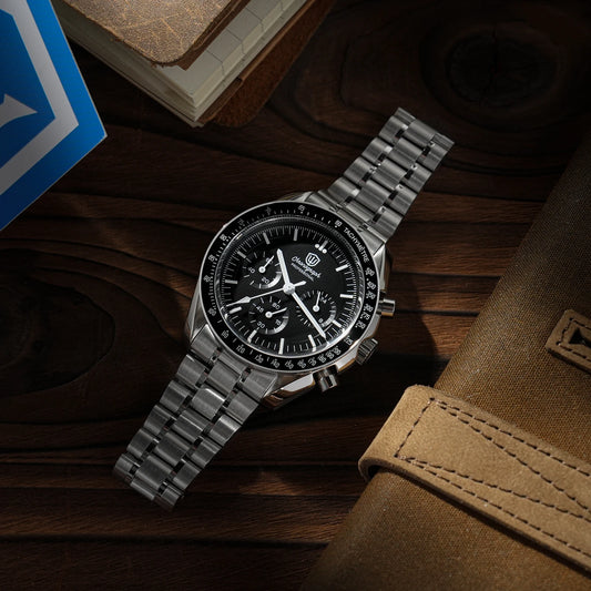Orologio Watchdives WD1860 VK63 con movimento cronologico, cassa in acciaio inossidabile, vetro zaffiro con rivestimento antiriflesso, indicatore notturno, orologi retrò