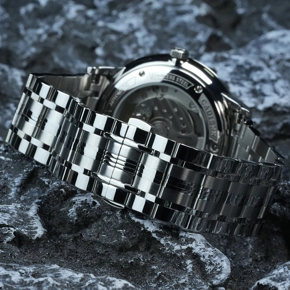 CADISEN Automatic Mechanical Ultra-thin Wristwatch MIYOTA 9015 Top Brand Luxury Curved Single-dome Sapphire Crystal Watch Man