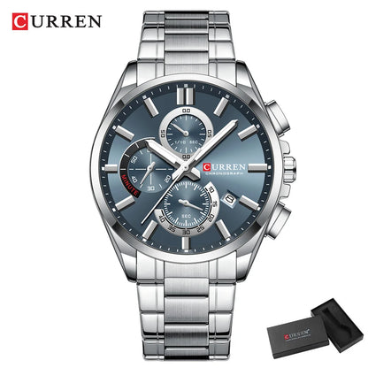 CURREN mode décontracté homme d'affaires montre de luxe bracelet en acier inoxydable montres à Quartz lumineux chronographe calendrier montre