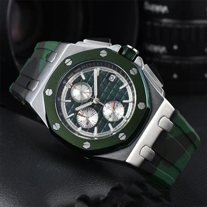 Men's Chronograph Sport Watch Date Display Luxury Chronograph Wristwatch Sport & Business Casual Watch with Rubber Strap