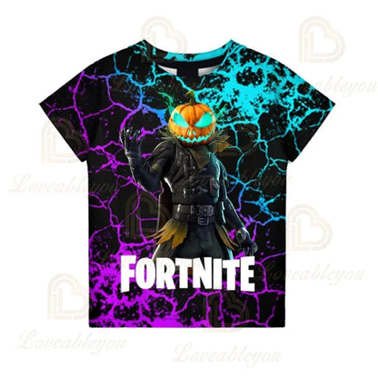 Fortnite T-Shirt für Jungen – Kinderoberteil für den Sommer, Kinderkleidung mit lustiger 3D-Battle-Royale-Game-Grafik, T-Shirt für Kleinkinder und Mädchen
