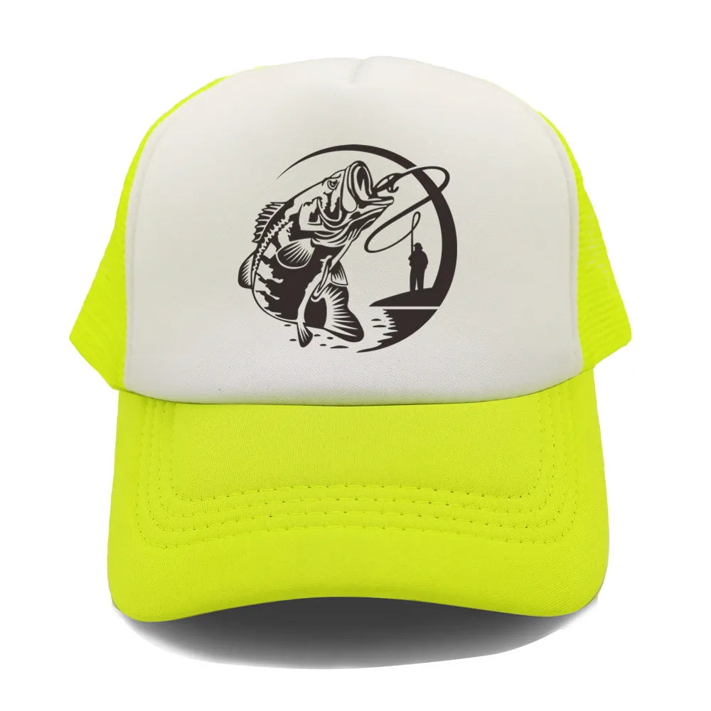 Fishing Skeleton Trucker Cap Summer Men Cool Fisherman Fishing Hat Baseball Cap Unisex Outdoor Mesh Net Caps MZ-238