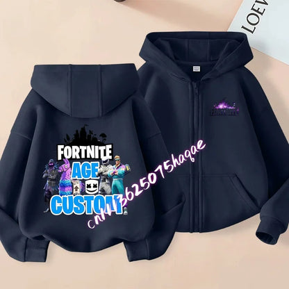 Giacca outdoor per bambini Cartoon FORTNITED per bambina e bambino, felpa cappotto, giacca a vento leggera di alta qualità, giacca autunnale con zip, abbigliamento top
