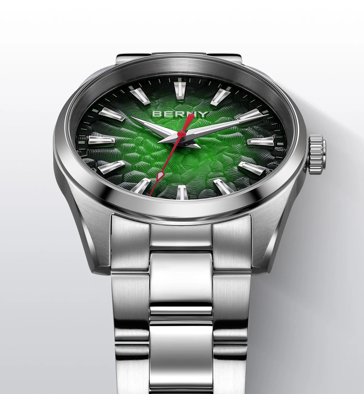Reloj para hombre BERNY – Reloj de cuarzo, cristal de zafiro, agujas luminiscentes, resistente al agua hasta 10 ATM, fabricado íntegramente en acero inoxidable – Estilo elegante y desenfadado, ideal para el día a día o para ocasiones profesionales