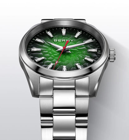 Reloj para hombre BERNY – Reloj de cuarzo, cristal de zafiro, agujas luminiscentes, resistente al agua hasta 10 ATM, fabricado íntegramente en acero inoxidable – Estilo elegante y desenfadado, ideal para el día a día o para ocasiones profesionales