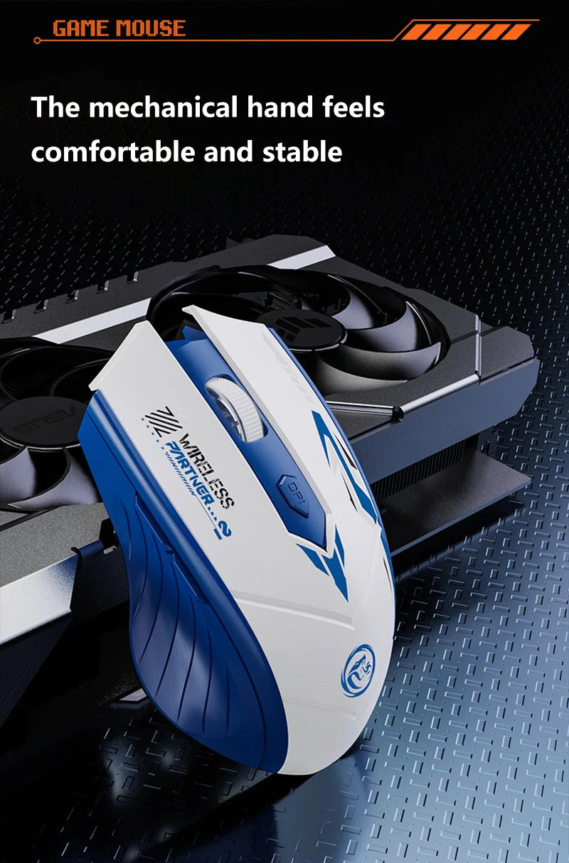 Wireless Gaming Mouse Dual Mode Bluetooth 2.4G DPI Adjustable Type-C Rechargeable Silent Ergonomic Mouse Durable Battery