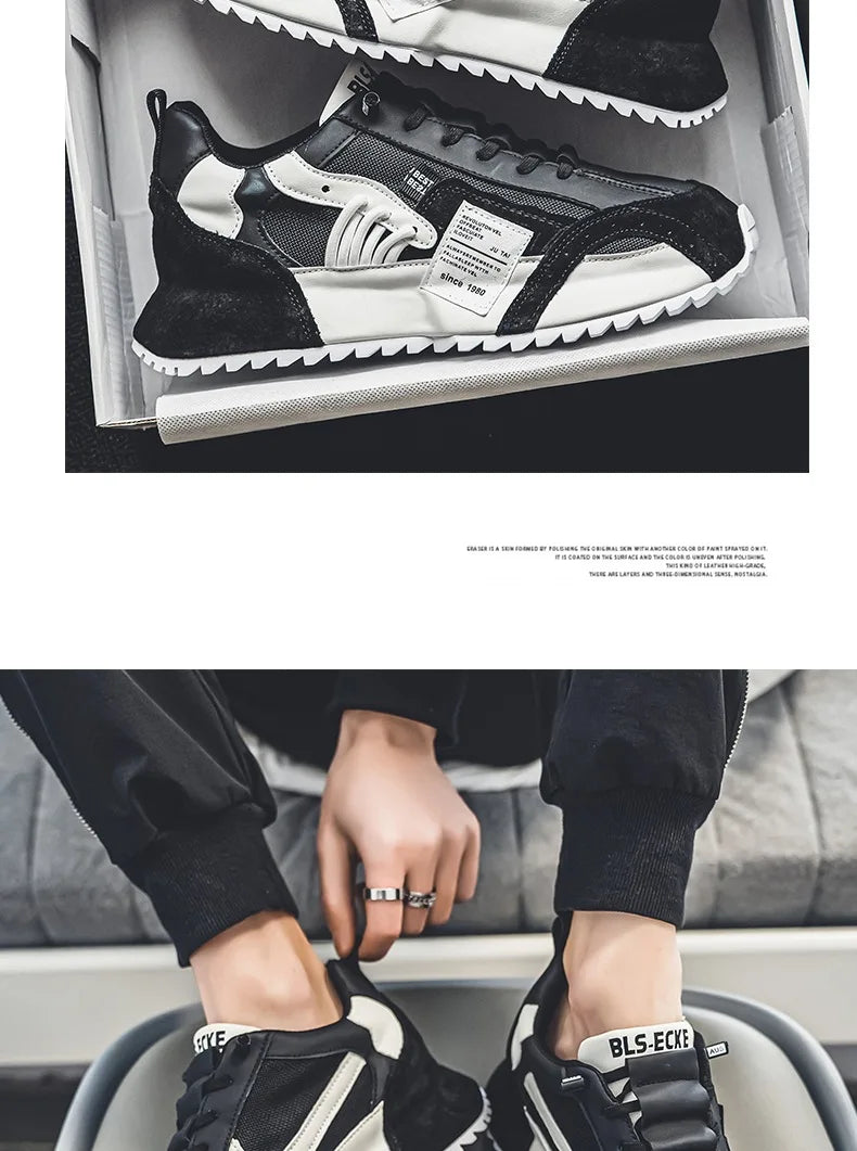 Shoes for Men Casual Sports Four Seasons Moccasins Trend Designed Personality Lace-up Leather Sneakers Comfortable Breathable